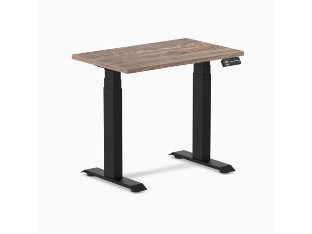 Desky Dual Mini Sit Stand Desk - Burnished Wood / 32 x 20 in with Grommets / Space Gray