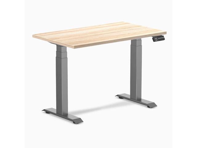 Desky Dual Mini Sit Stand Desk - Classic Oak / 40 x 24 in / Space Gray