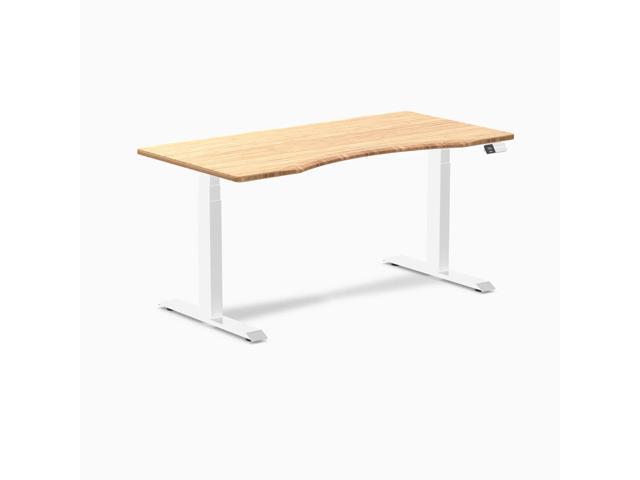 Desky Dual Ergo Edge Sit Stand Desk - Bamboo / 60 x 30 inches / White
