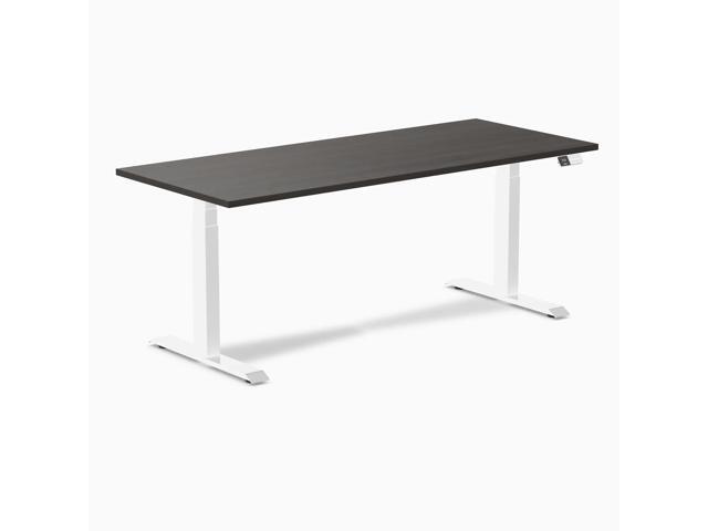 Desky Dual Laminate Sit Stand Desk - Burnished Wood / 70.9 x 29.5 in / White