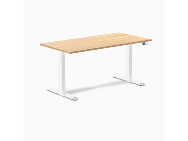 Desky Dual Laminate Sit Stand Desk - Sublime Teak / 59.1 x 29.5 in / White