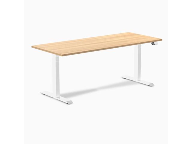Desky Dual Laminate Sit Stand Desk - Sublime Teak / 70.9 x 29.5 in / White