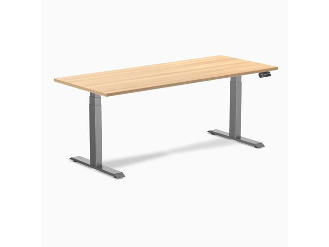 Desky Dual Laminate Sit Stand Desk - Sublime Teak / 70.9 x 29.5 in / Space Gray