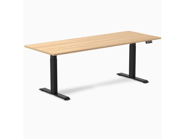Desky Dual Laminate Sit Stand Desk - Sublime Teak / 78.7 x 29.5 in / Matte Black