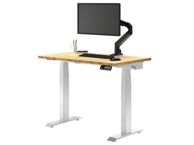 Desky Dual Mini Bamboo Sit Stand Desk - Bamboo / 32 x 20 in / White