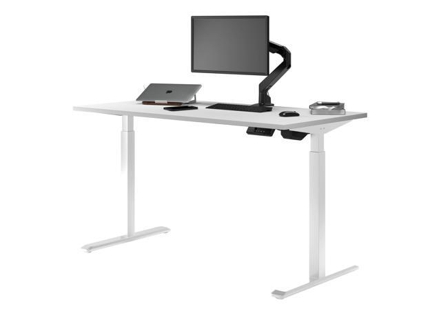 Desky Single Sit Stand Desk - White / 47.2 x 29.5 in with Grommets / White