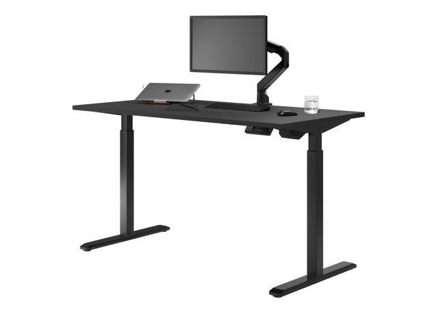 Desky Single Sit Stand Desk - Black / 47.2 x 29.5 in with Grommets / Black