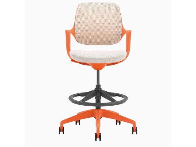 Desky Evoque Low Back Office Chair - Orange + White / Drafting Kit