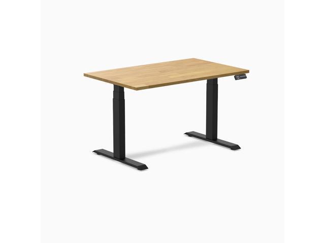 Desky Dual Rubberwood Sit Stand Desk - Light Oak / 48 x 30 in / Matte Black