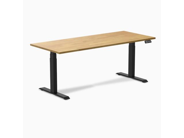 Desky Dual Rubberwood Sit Stand Desk - Light Oak / 72 x 30 in / Matte Black