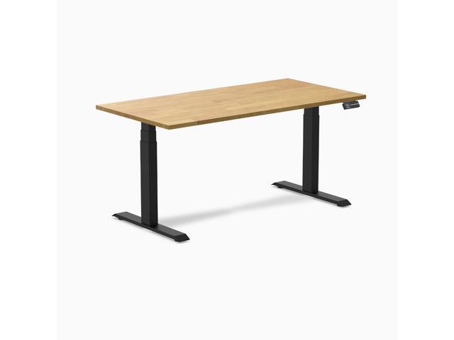 Desky Dual Rubberwood Sit Stand Desk - Light Oak / 60 x 30 in / Matte Black