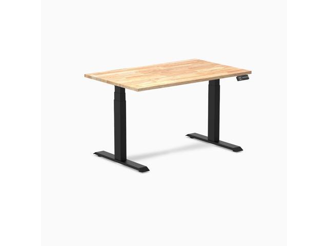Desky Dual Rubberwood Sit Stand Desk - Natural Timber / 48 x 30 in / Matte Black