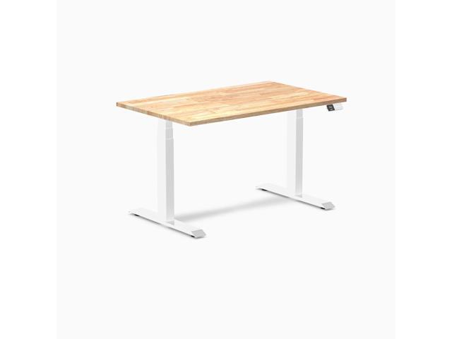 Desky Dual Rubberwood Sit Stand Desk - Natural Timber / 48 x 30 in / White
