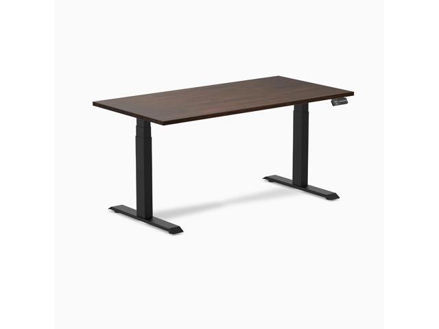 Desky Dual Rubberwood Sit Stand Desk - Dark Walnut / 60 x 30 in / Matte Black