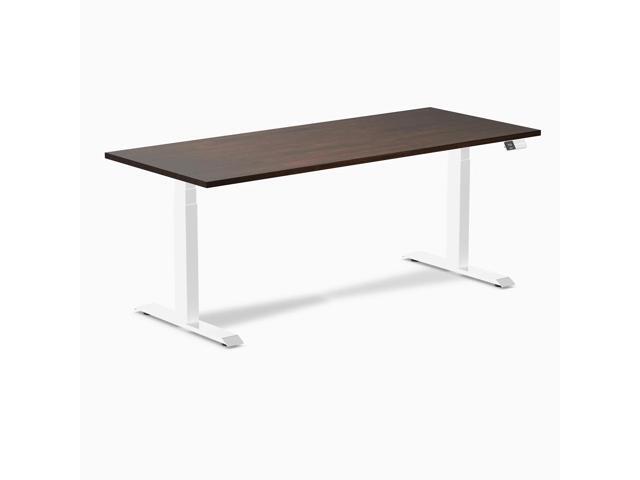 Desky Dual Rubberwood Sit Stand Desk - Dark Walnut / 72 x 30 in / White