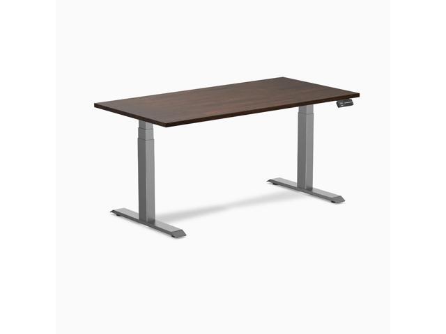 Desky Dual Rubberwood Sit Stand Desk - Dark Walnut / 60 x 30 in / Space Gray