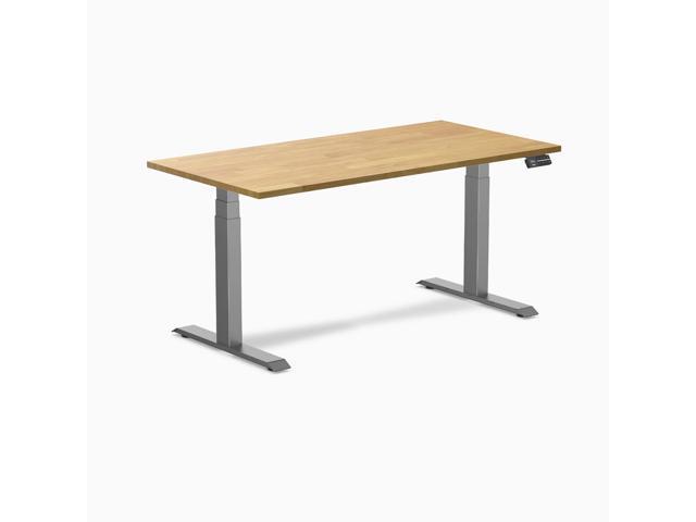 Desky Dual Rubberwood Sit Stand Desk - Light Oak / 60 x 30 in / Space Gray