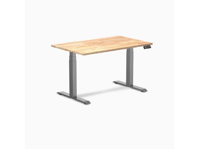 Desky Dual Rubberwood Sit Stand Desk - Natural Timber / 48 x 30 in / Space Gray