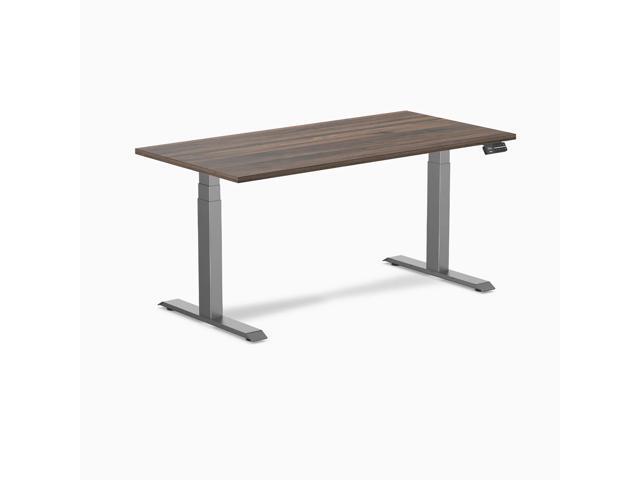 Desky Dual Laminate Sit Stand Desk - Jarrah Legno / 59.1 x 29.5 in / Space Gray