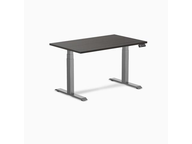 Desky Dual Laminate Sit Stand Desk - Burnished Wood / 47.2 x 29.5 in / Space Gray