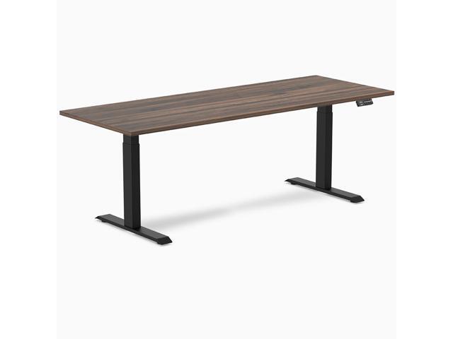 Desky Dual Laminate Sit Stand Desk - Jarrah Legno / 78.7 x 29.5 in / Matte Black