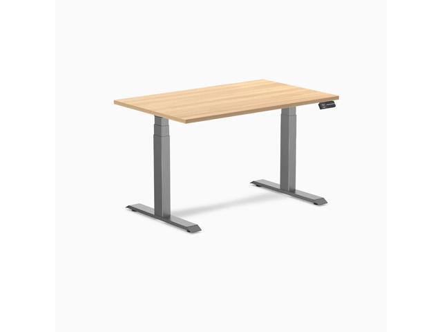 Desky Dual Laminate Sit Stand Desk - Sublime Teak / 47.2 x 29.5 in / Space Gray