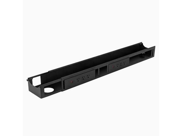 Desky Integrated Cable & Power Channel - 6 Plugs + 2 x USB-C + 2 x USB / Matte Black