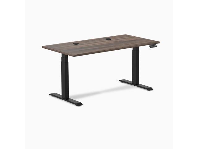Desky Dual Laminate Sit Stand Desk - Jarrah Legno / 59.1 x 29.5 in / Matte Black