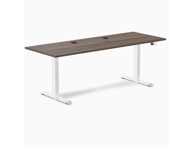 Desky Dual Laminate Sit Stand Desk - Jarrah Legno / 78.7 x 29.5 in with Grommets / White