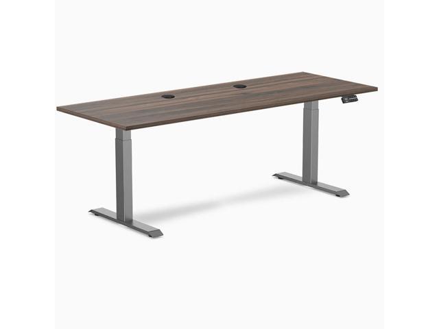 Desky Dual Laminate Sit Stand Desk - Jarrah Legno / 78.7 x 29.5 in with Grommets / Space Gray