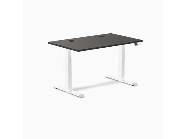 Desky Dual Laminate Sit Stand Desk - Burnished Wood / 47.2 x 29.5 in / White