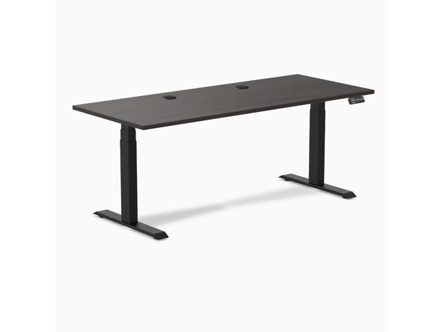 Desky Dual Laminate Sit Stand Desk - Burnished Wood / 70.9 x 29.5 in / Matte Black