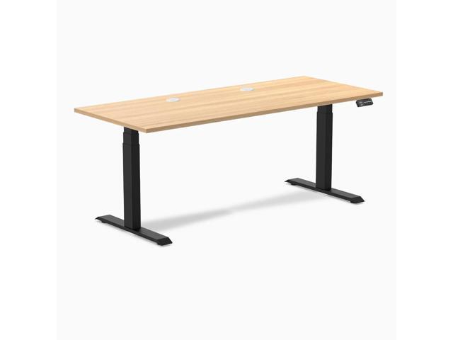 Desky Dual Laminate Sit Stand Desk - Sublime Teak / 70.9 x 29.5 in / Matte Black