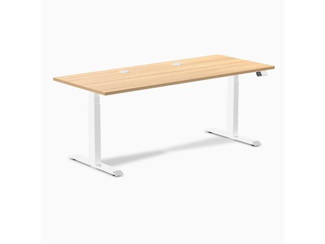 Desky Dual Laminate Sit Stand Desk - Sublime Teak / 70.9 x 29.5 in / White