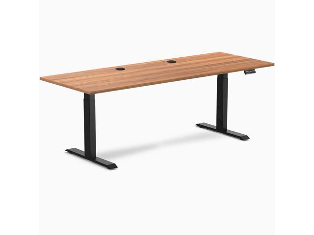 Desky Dual Laminate Sit Stand Desk - Prime Oak / 78.7 x 29.5 in with Grommets / Matte Black