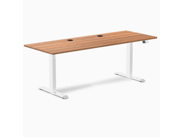 Desky Dual Laminate Sit Stand Desk - Prime Oak / 78.7 x 29.5 in with Grommets / White