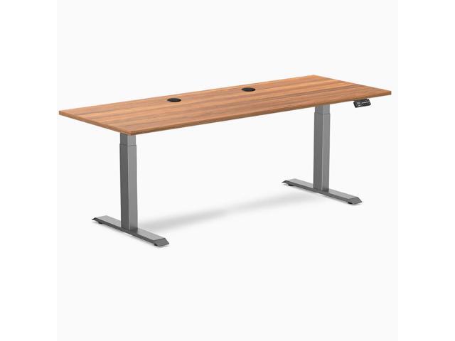 Desky Dual Laminate Sit Stand Desk - Prime Oak / 78.7 x 29.5 in with Grommets / Space Gray