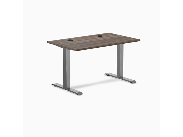 Desky Zero Laminate Office Desk - Jarrah Legno / 47.2 x 29.5 in with Grommets / Space Gray