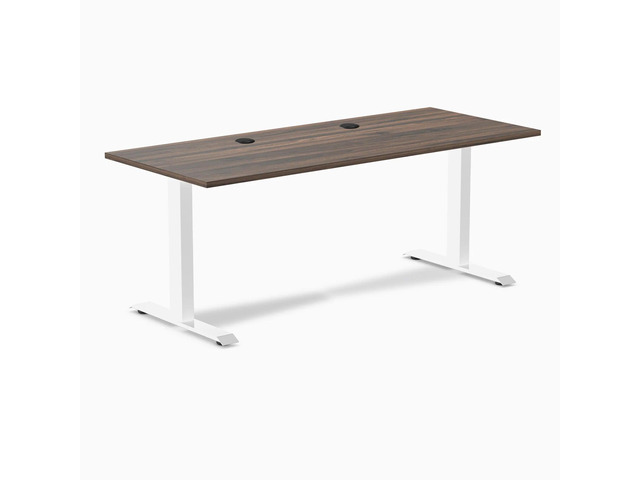 Desky Zero Laminate Office Desk - Jarrah Legno / 70.9 x 29.5 in with Grommets / White
