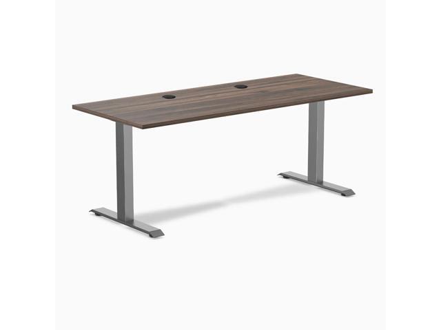 Desky Zero Laminate Office Desk - Jarrah Legno / 70.9 x 29.5 in with Grommets / Space Gray