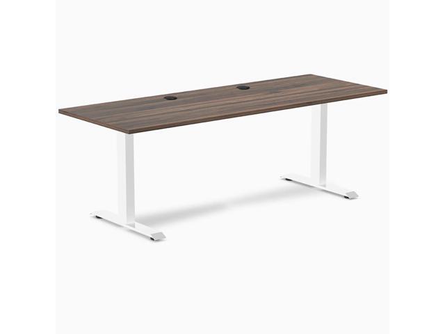 Desky Zero Laminate Office Desk - Jarrah Legno / 78.7 x 29.5 in with Grommets / White