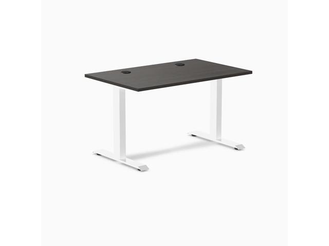 Desky Zero Laminate Office Desk - Burnished Wood / 47.2 x 29.5 in with Grommets / White