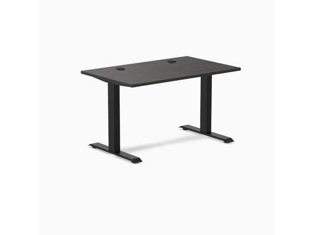 Desky Zero Laminate Office Desk - Burnished Wood / 47.2 x 29.5 in with Grommets / Matte Black