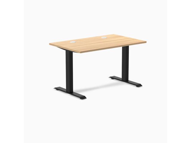Desky Zero Laminate Office Desk - Sublime Teak / 47.2 x 29.5 in with Grommets / Matte Black