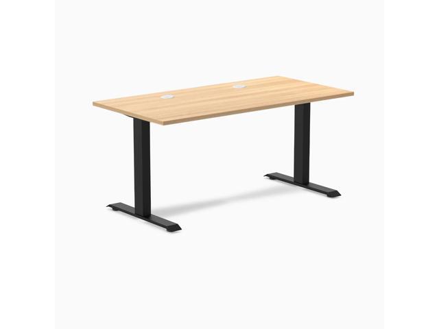 Desky Zero Laminate Office Desk - Sublime Teak / 59 x 29.5 in with Grommets / Matte Black