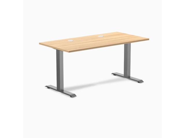 Desky Zero Laminate Office Desk - Sublime Teak / 59 x 29.5 in with Grommets / Space Gray