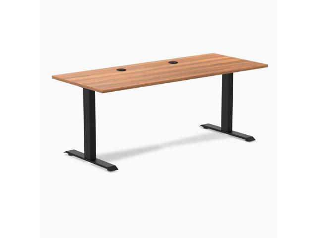 Desky Zero Laminate Office Desk - Prime Oak / 70.9 x 29.5 in with Grommets / Matte Black