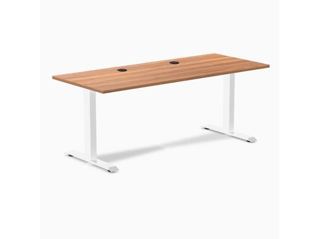 Desky Zero Laminate Office Desk - Prime Oak / 70.9 x 29.5 in with Grommets / White