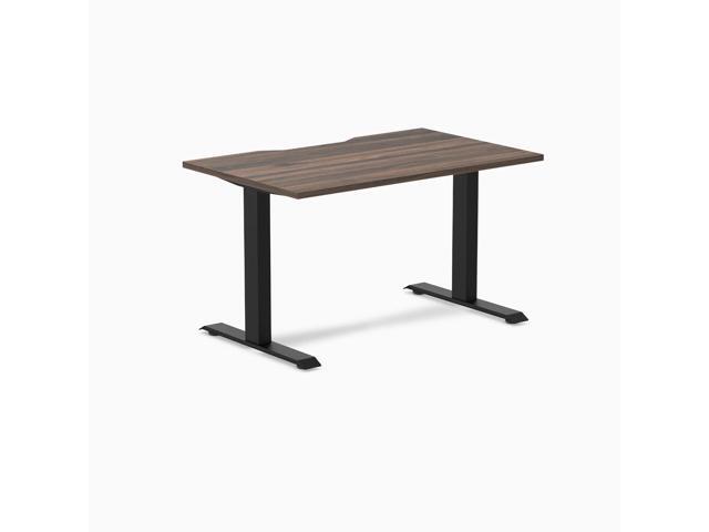 Desky Zero Scalloped Laminate Office Desk - Jarrah Legno / 47.2 x 29.5 in / Matte Black