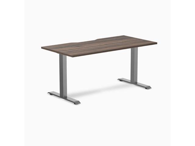 Desky Zero Scalloped Laminate Office Desk - Jarrah Legno / 59.1 x 29.5 in / Space Gray